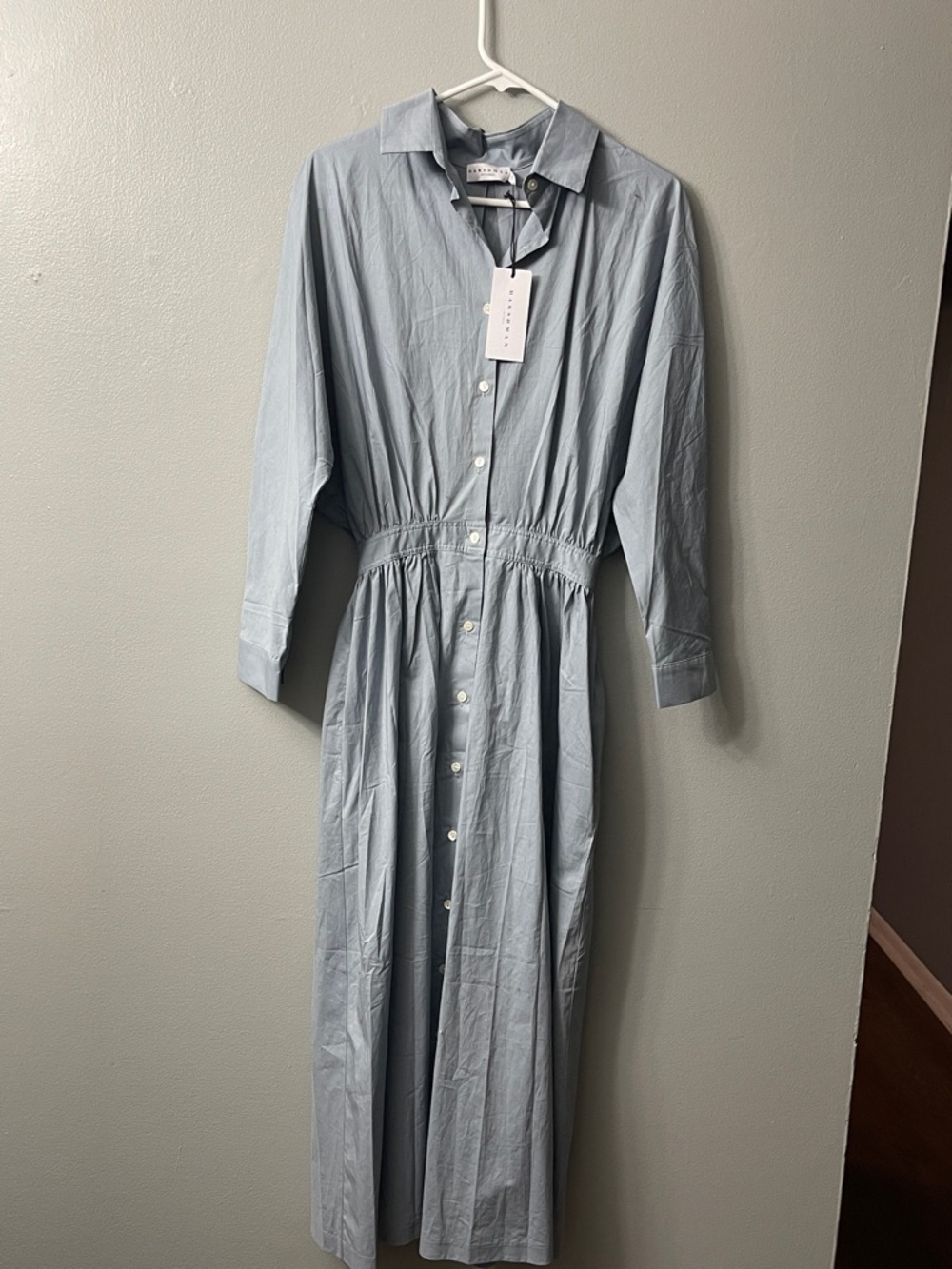 Harshman Crowninshield 100% Cotton Shirt Dress In Steel Blue Size small Reemoly - Picture 2 of 7